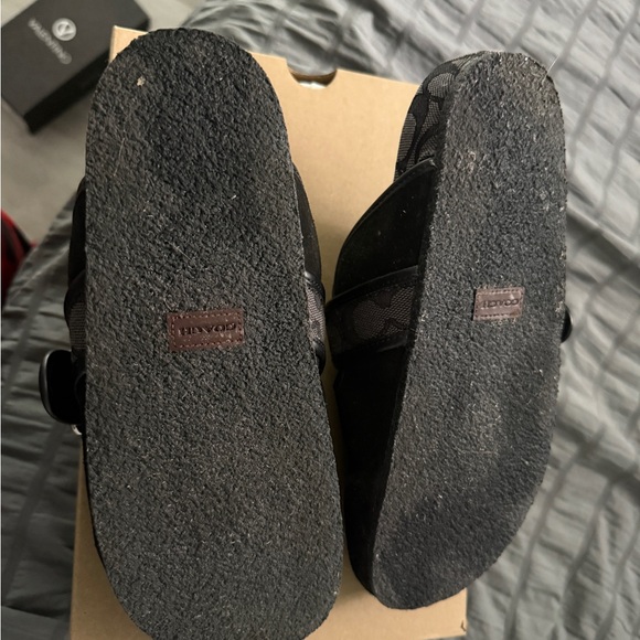 Coach Black Suede Clogs with Silver Buckle - Picture 4 of 8